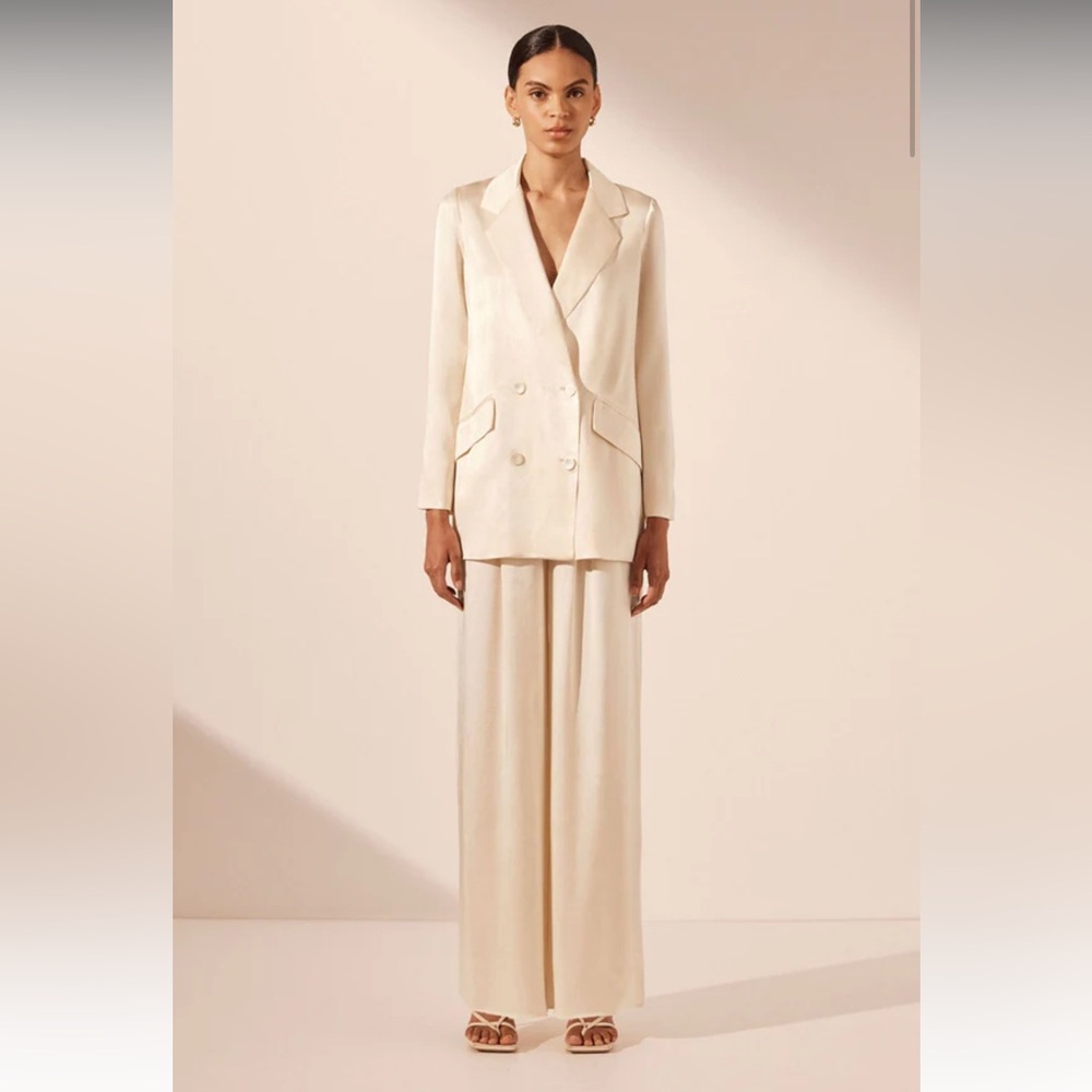 Shona Joy La Lune Single Breasted Blazer in Cream